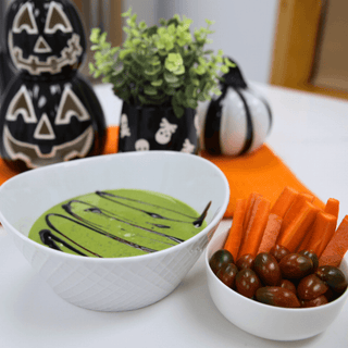 Green Goblin Dip with vegetables for dipping – bariatric recipe by Celebrate Vitamins