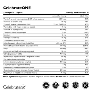 CelebrateONE Once Daily Bariatric Multivitamin uten jern, kapsler 