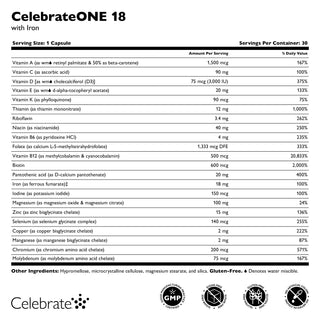 CelebrateONE 18 Once Daily Bariatric Multivitamin med jern, kapsler 