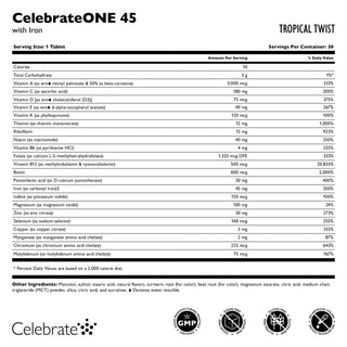 CelebrateONE 45 Once Daily Bariatric Tyggbar Multivitamin med Jern 