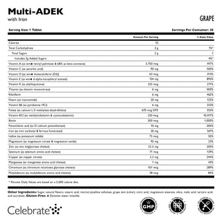 Multi-ADEK Vitamin med 60 mg jern tyggetablett, Grape 