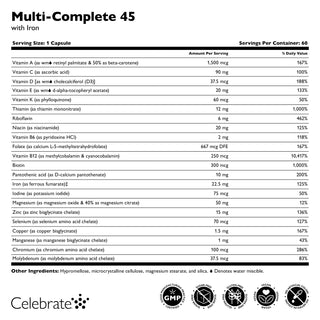 Multi-Complete 45 Bariatrisk Multivitamin med Jernkapsler 