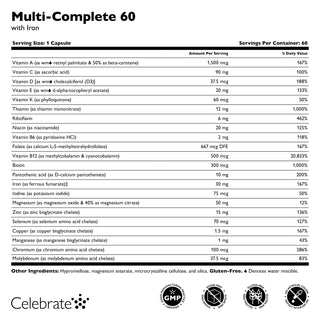 Multi-Complete 60 Bariatrisk Multivitamin med Jernkapsler 