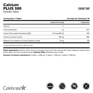 Kalsium PLUS 500, Tyggetablett 