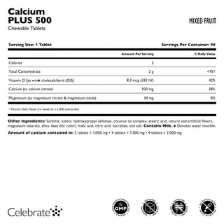 Kalsium PLUS 500, Tyggetablett 