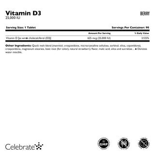 Vitamin D3 625mcg (25.000 IE), Hurtig-smelt, Berry 