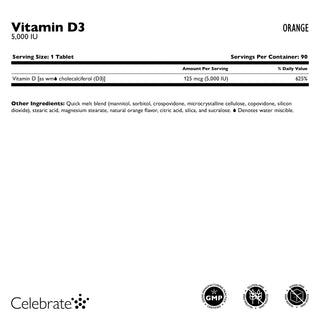 Vitamin D3 125mcg (5.000 IU) Hurtig-smelt, Orange 