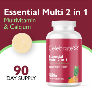 Essensiell Multi 2 i 1 Multivitamin med Kalsium, Tyggbar 