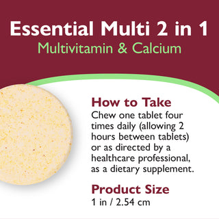 Essensiell Multi 2 i 1 Multivitamin med Kalsium, Tyggbar 
