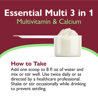 Essensiell Multi 3 i 1 Multivitamin med Kalsium, Drikkeblanding 