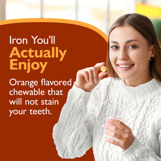 Jern 18 mg + Vitamin C, Tyggbar, Orange 