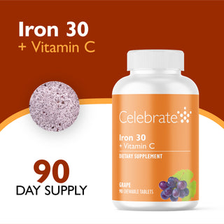 Jern 30 mg + Vitamin C, Tyggbar, Grape 