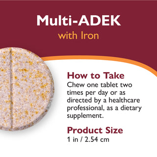 Multi-ADEK Vitamin med 60mg Jern, Tyggbar, Grape 