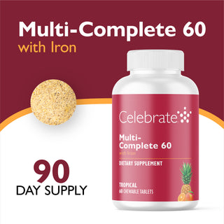 Multi-Complete 60 Bariatrisk Multivitamin med Jern, Tyggetablett, Tropical 